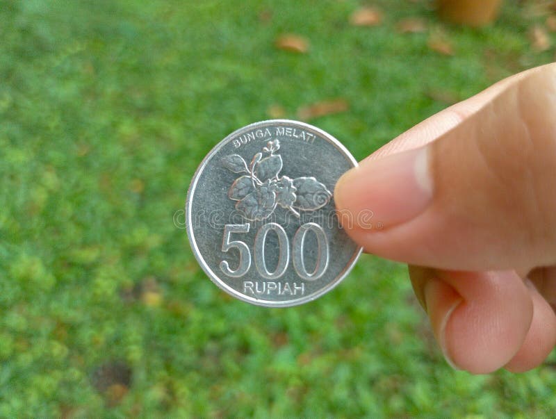 Indonesian 500 rupiah coin photographed closeup. Indonesian 500 rupiah coin photographed closeup