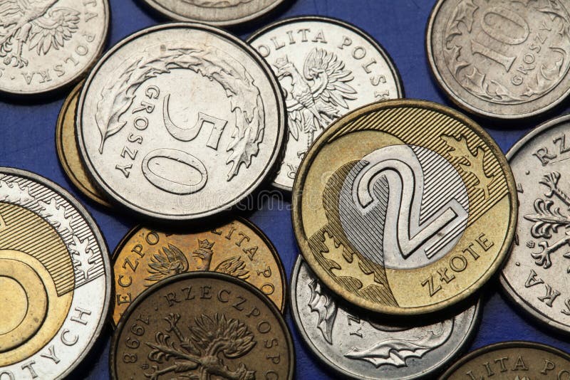 Monete della Polonia immagini stock