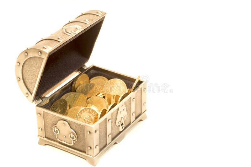 Treasure chest and gold coins. Treasure chest and gold coins