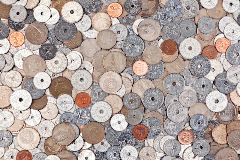 Pile of norwegian money coins