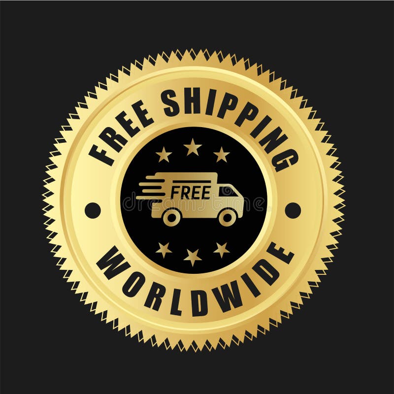 Free Shipping Worldwide Vector Logo. Worldwide Shipping Badge Stock