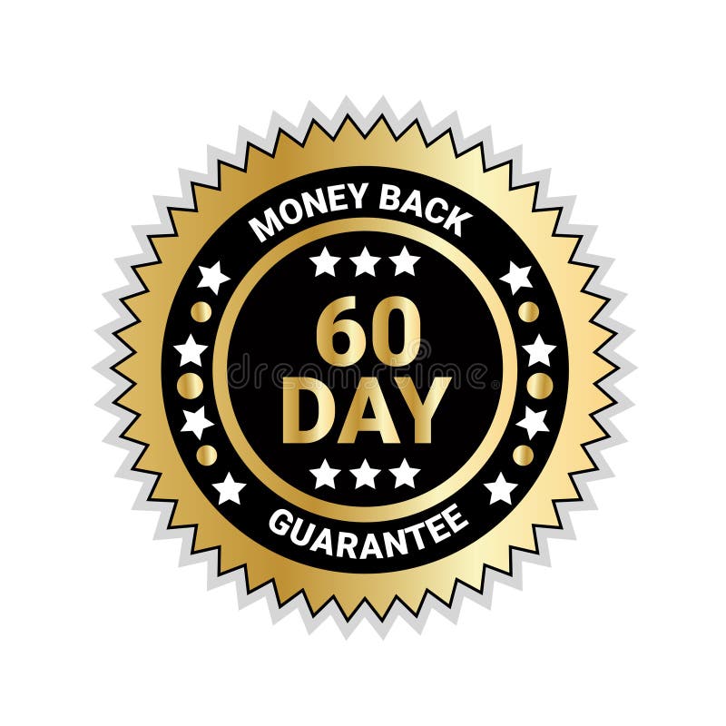 Money Back In 60 Days Guarantee Badge Golden Medal Isolated stock illustration Money Back In 60 Days Guarantee Badge Golden Medal Isolated stock illustration