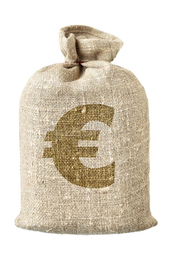Moneybag with euro symbol stock image. Image of canvas 16952697