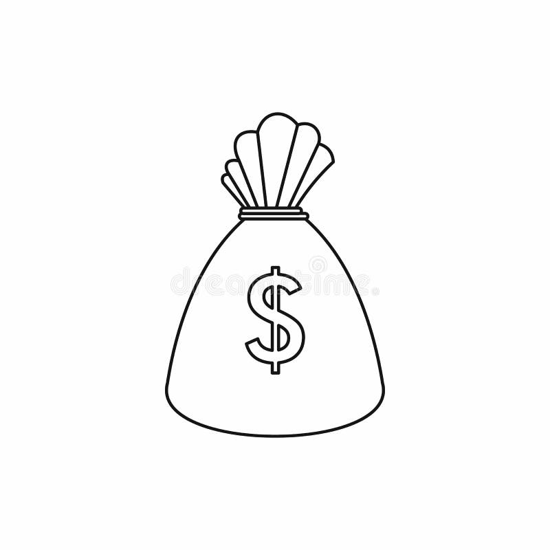Money Bag Icon, Outline Style Stock Vector Illustration of business