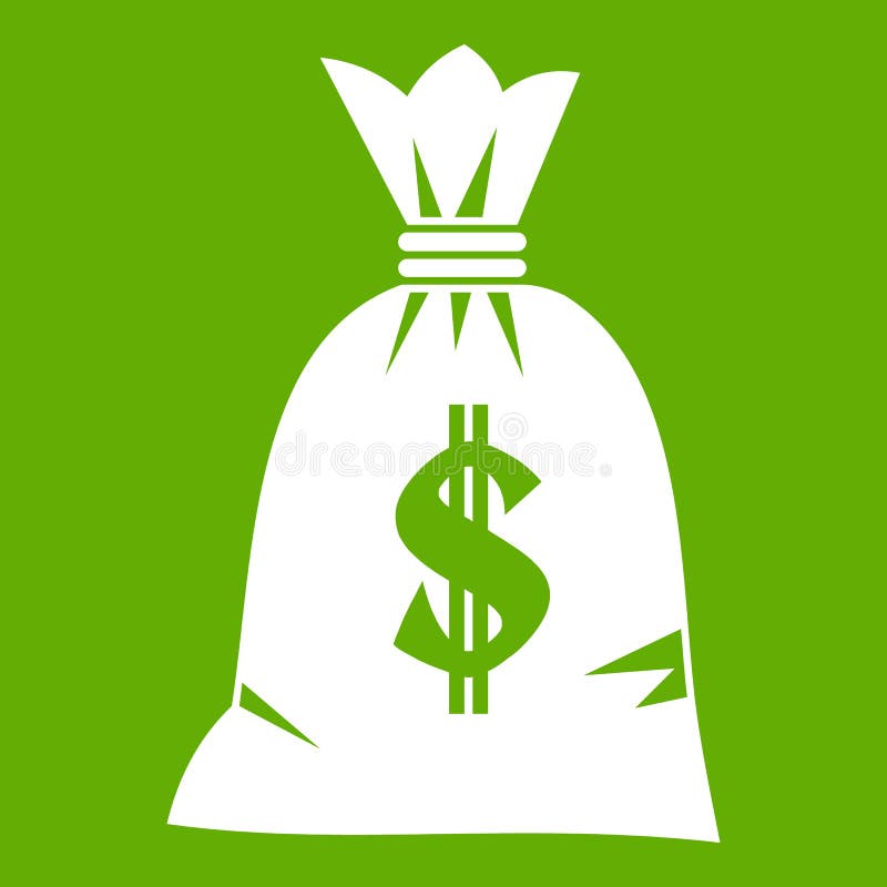 Money bag icon green stock vector. Illustration of currency 104470095