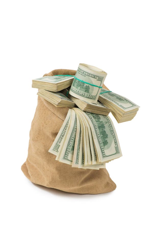 Money In The Bag Isolated On A White Background Stock Image Image of