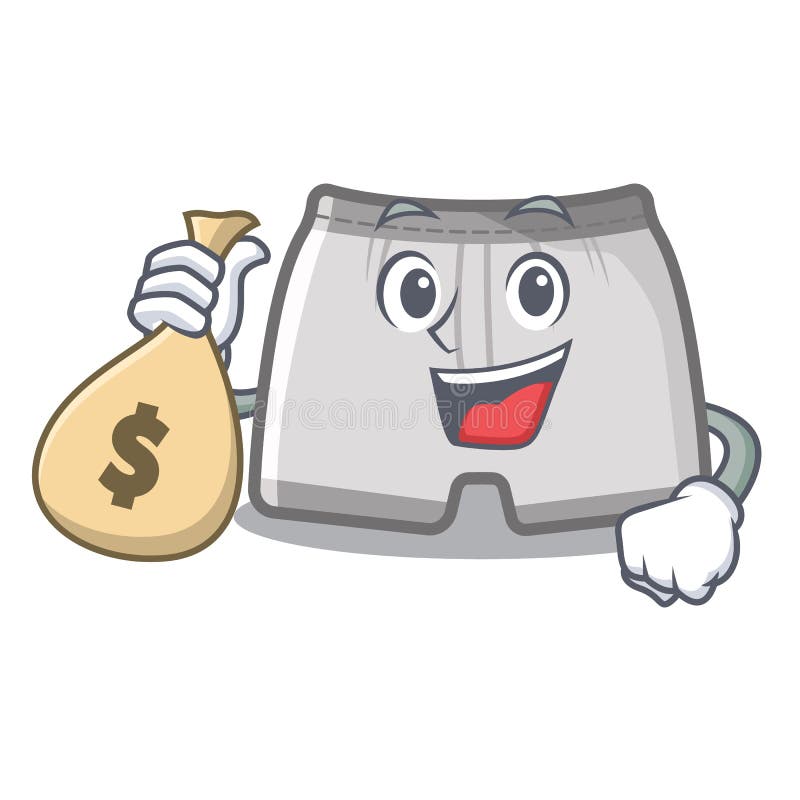 With Money Bag Swimming Trunks in the Cartoon Shape Stock Vector