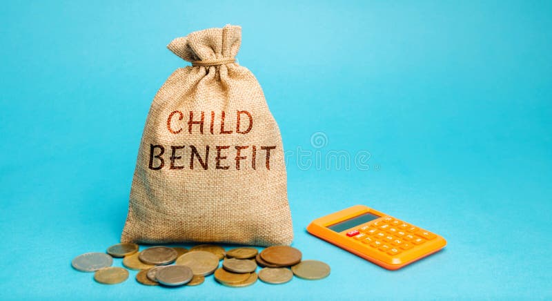 A Money Bag with the Word Child Benefit and Calculator. Material ...