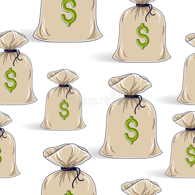 Money Bags Seamless Background, Backdrop for Financial Business Website or  Economical Theme Ads and Information, Vector Wallpaper Stock Vector -  Illustration of savings, fabric: 191689514