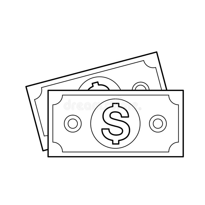 Money Banknotes Vector Line Icon. Stock Vector - Illustration of ...