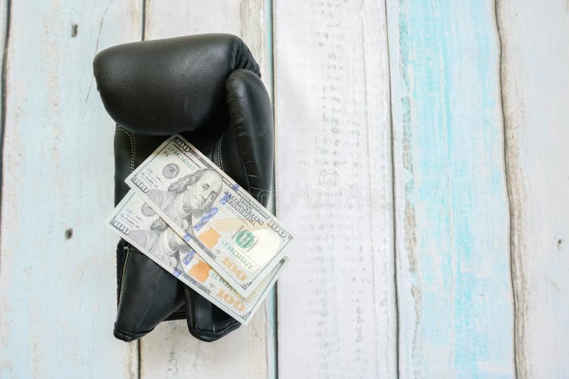 Money with boxing gloves stock photo. Image of protect 75825428