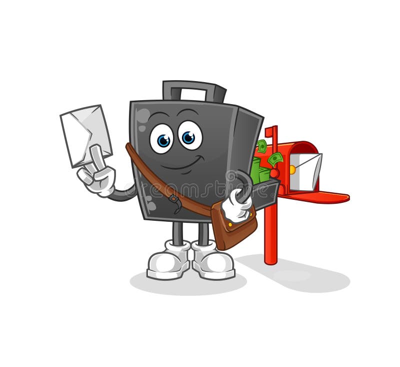 Money Briefcase Postman Vector. Cartoon Character Stock Vector