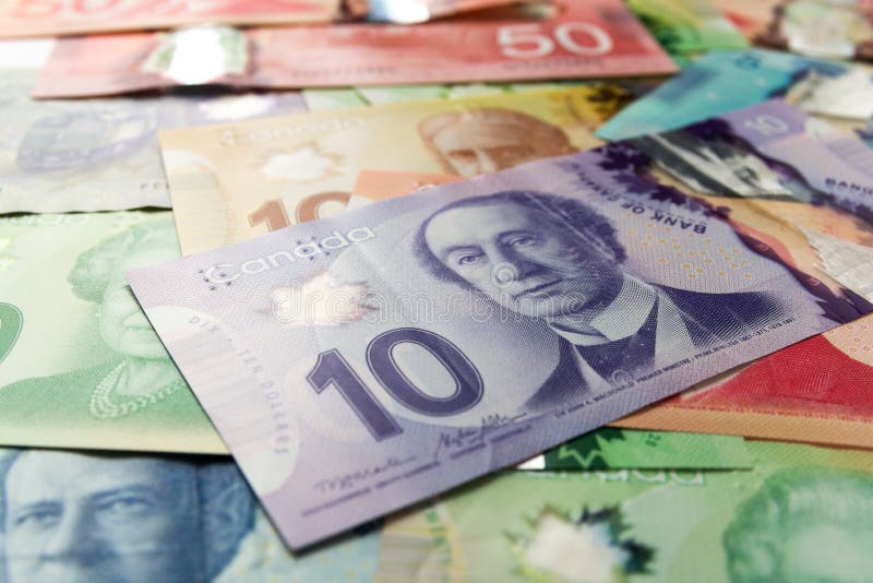 Money from Canada: Canadian Dollars. Bills spread and variation of amounts