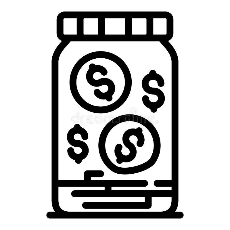 Money coin jar icon, outline style