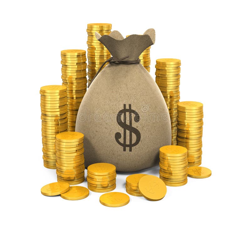 Money Coins in Bag stock illustration. Illustration of canvas 61542338