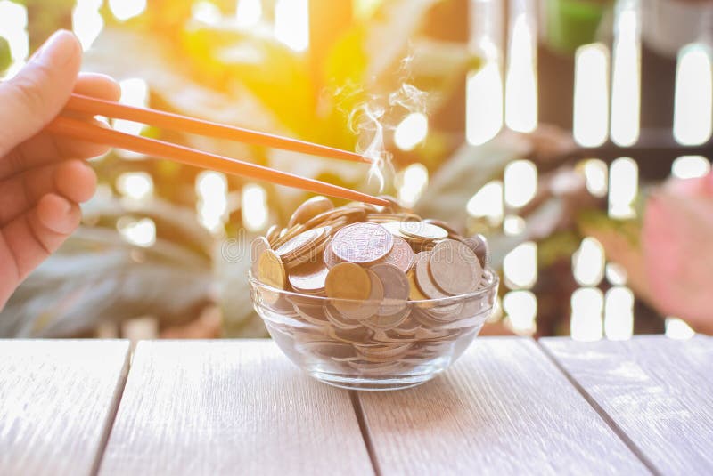 The Money in the Cup is Ready To Serve. Stock Photo Image of bank