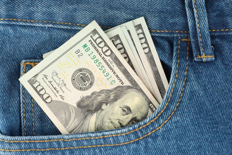 Money Dollars in Your Pants Pocket Stock Image Image of savings