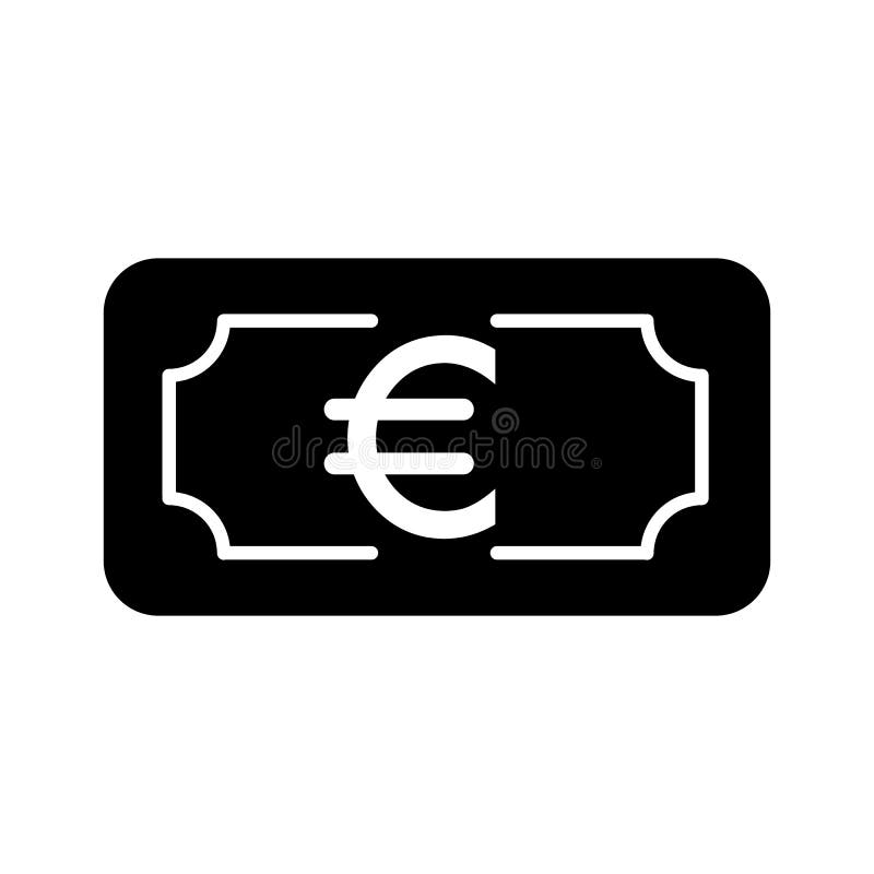 Money euro vector icon. Black and white cash illustration. Solid linear banking icon. stock illustration Money euro vector icon. Black and white cash illustration. Solid linear banking icon. stock illustration