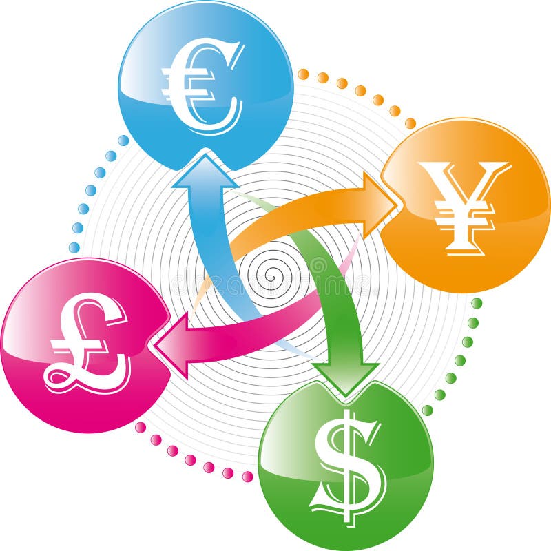 Currency Exchange. Symbols Of Money, Currencies Of Different Countries