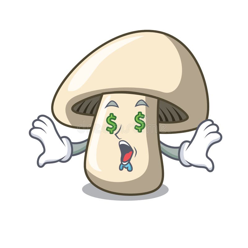 Money eye champignon mushroom mascot cartoon vector illustration