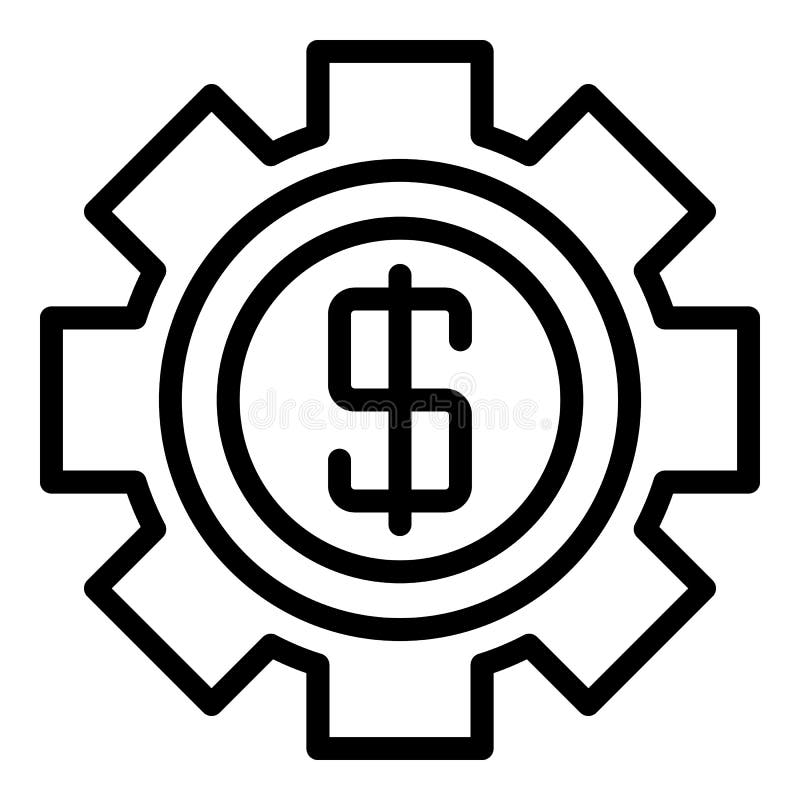 Money Gear Icon, Outline Style Stock Vector Illustration of finance