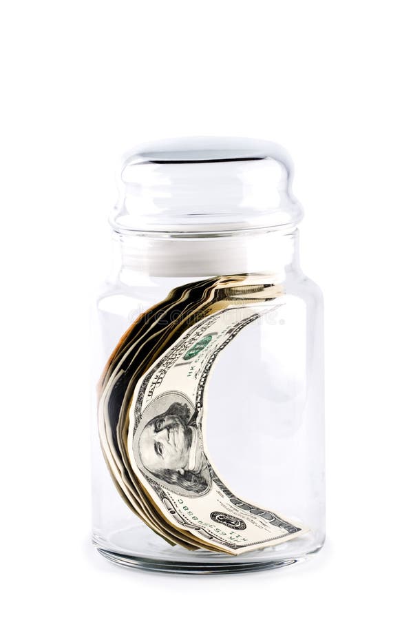 Money in glass jar stock image. Image of transparent 17948425