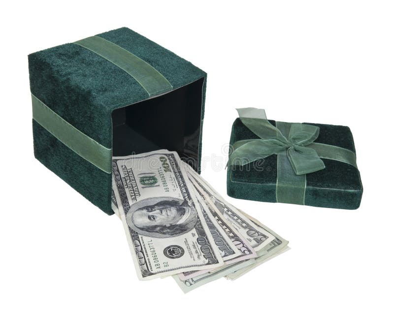 Money in a Green Gift Box stock image. Image of riches 22432169