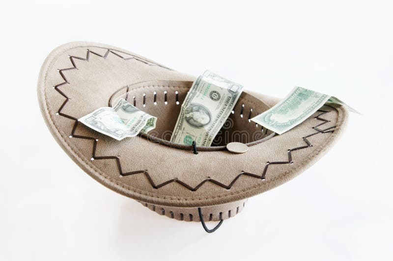 Money in a hat stock photo. Image of indigence, front 25195772