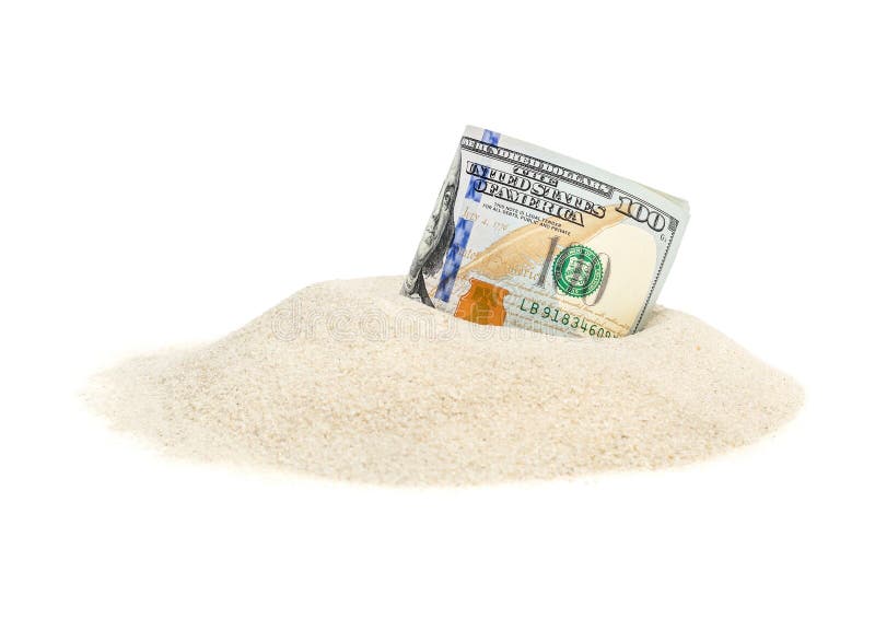 Money on Heap of Sand. Isolated on White Stock Photo Image of white