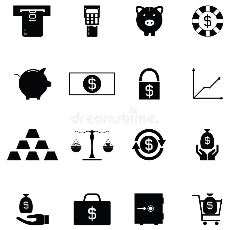 Money icon set stock vector. Illustration of banking 107350546