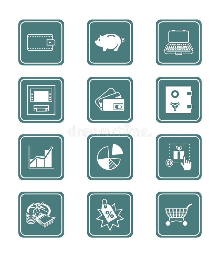 Money icons TEAL series stock vector. Illustration of cards 6449803