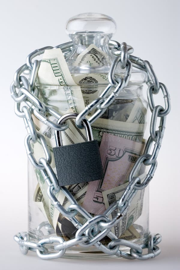 Money jar and padlock