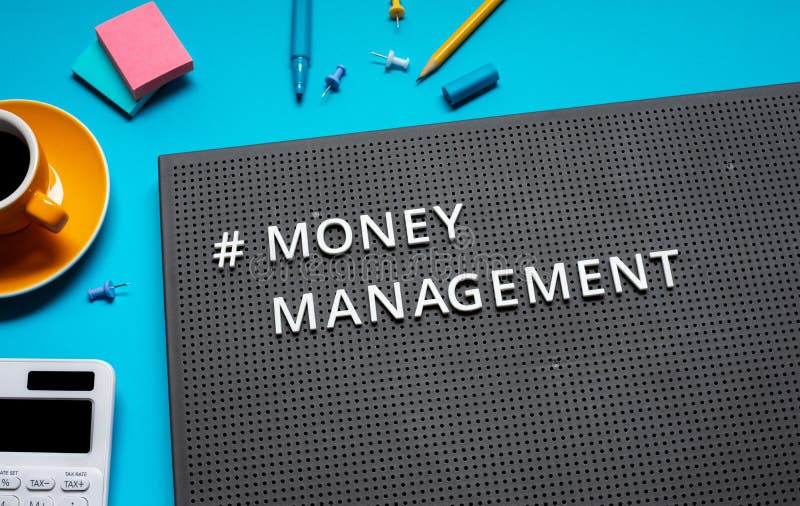 Money Management and Financial Plan Concepts with Text on Desk Stock