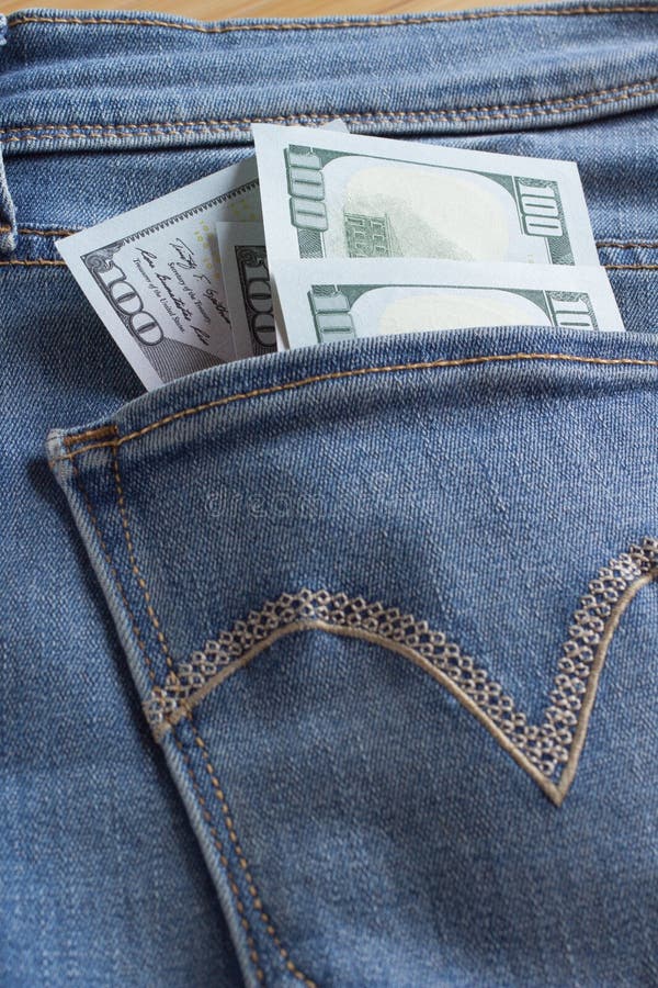 Money in Pocket of Blue Jeans Stock Photo Image of blue, economy