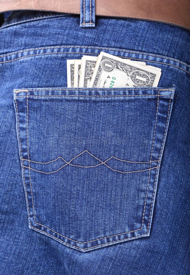 Money in a pocket of jeans stock photo. Image of commercial 24289160