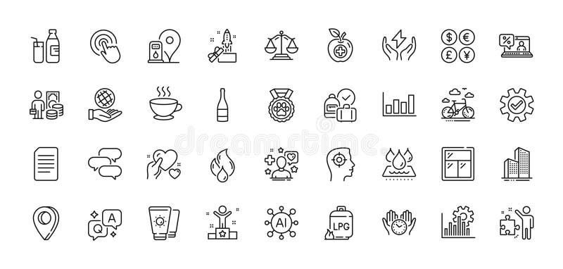 Ceașcă de cafea cu profit și timp sigur și pictograme pentru pachet. pentru aplicația web. pictograme linie. vector stock illustration