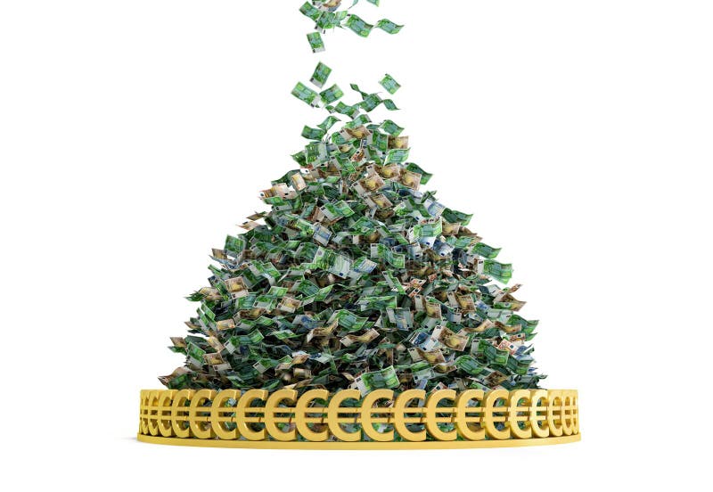 Money Rain - Pile of Cash - Euro Money raining down. Fortune raining illustrations