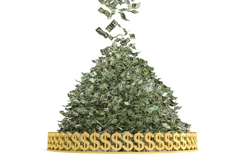 Money Rain - Pile of Cash - Money raining down. Fortune raining illustrations