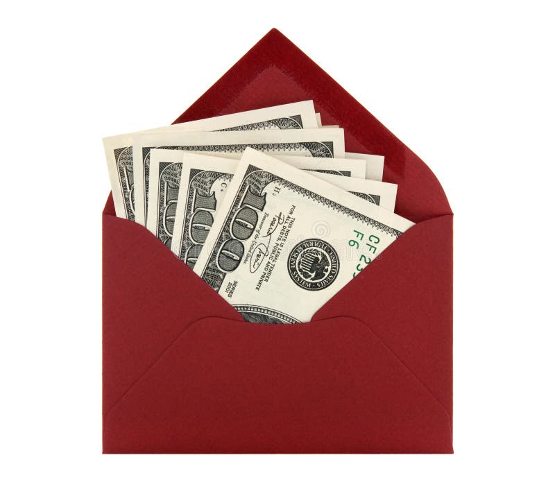 Red envelope packet with Taiwan money on white background for