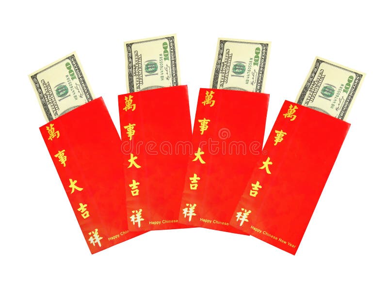 Money in Red Envelopes Isolated Stock Photo Image of background, bank