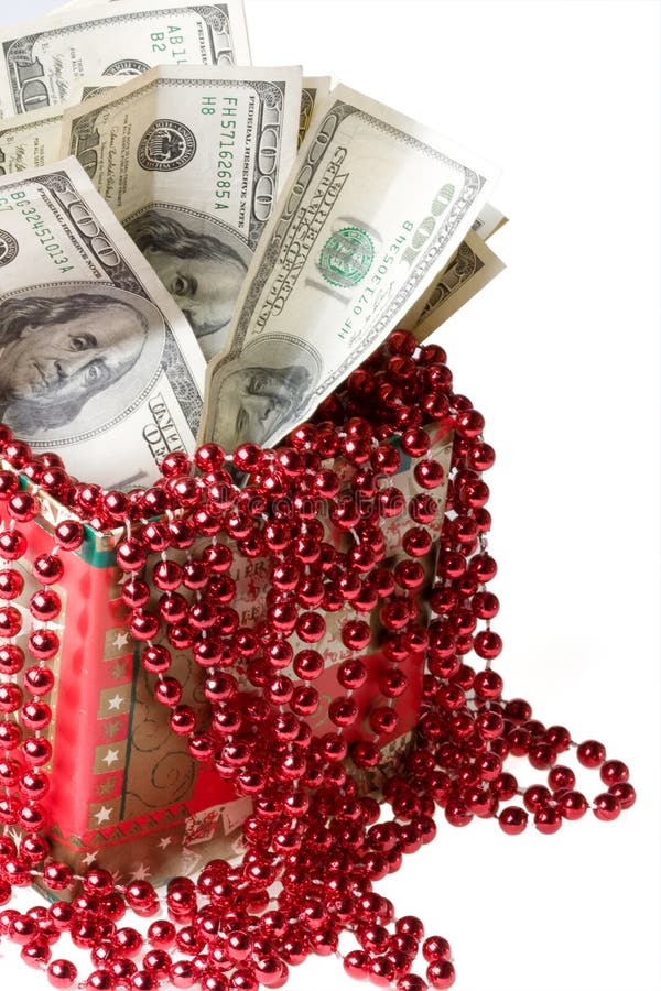 Money in a red gift box stock photo. Image of dollars 7229282