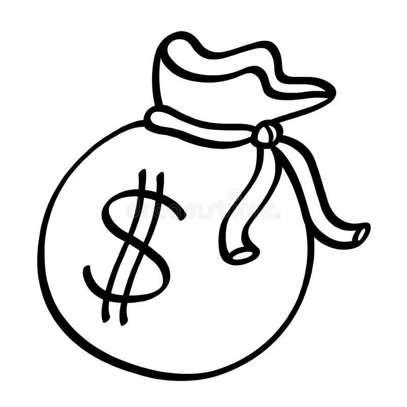 Money Sack Outline Illustration Stock Illustration - Illustration of ...