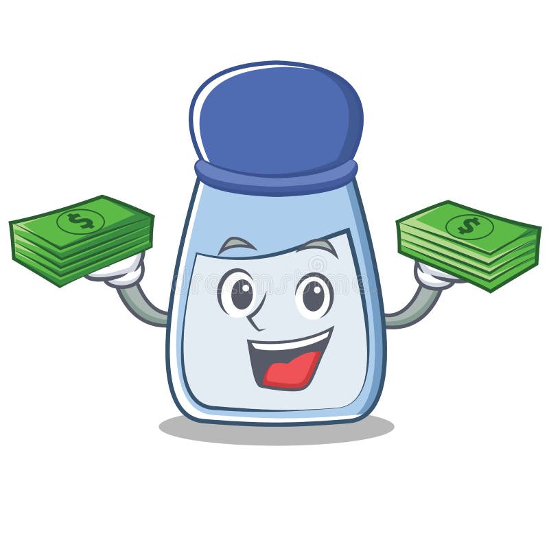 With Money Salt Character Cartoon Style Stock Vector - Illustration of