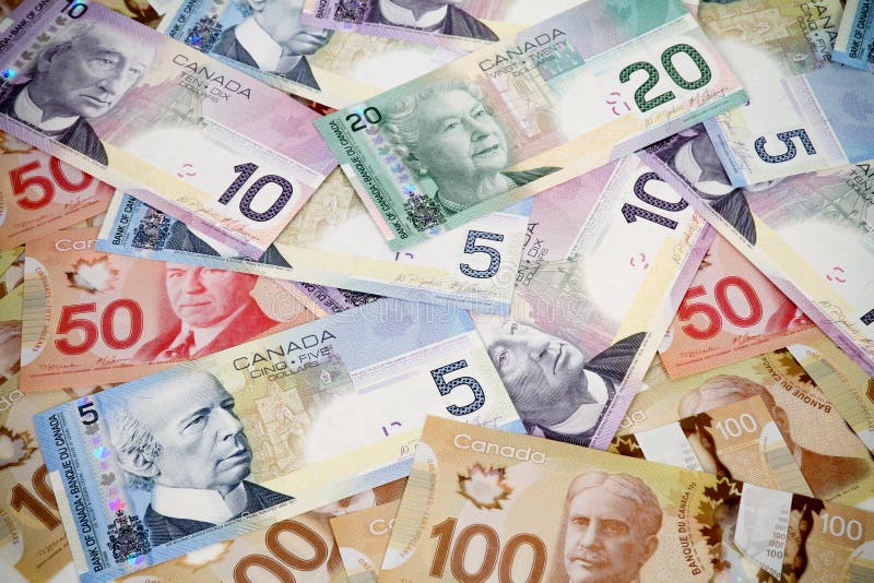 Big pile of money. Canadian dollars. Big pile of money. Canadian dollars