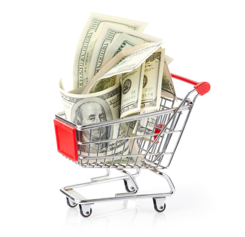 Money in Shopping Cart stock photo. Image of chrome, path - 34281416