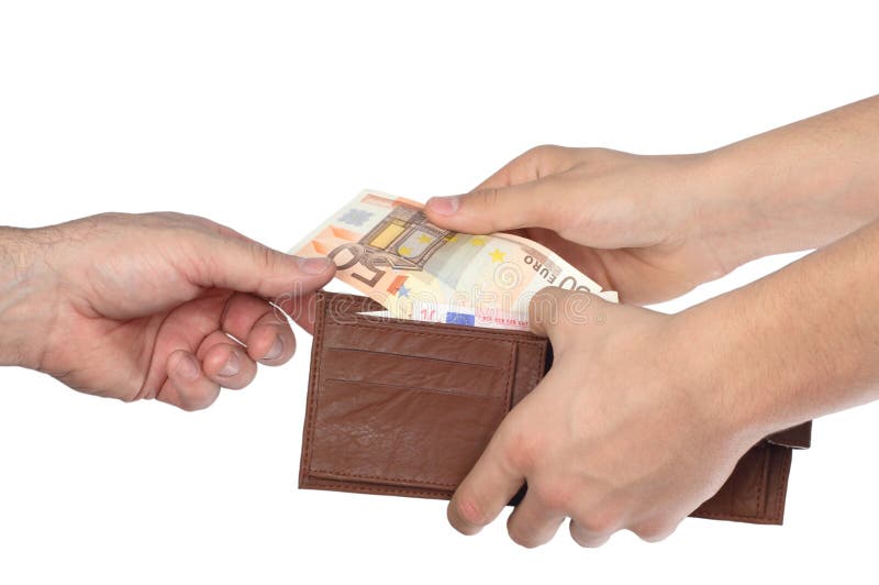 Money in a wallet stock photos