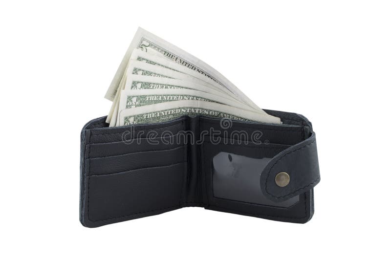 Money in Wallet Isolated on White Background. Stock Photo Image of