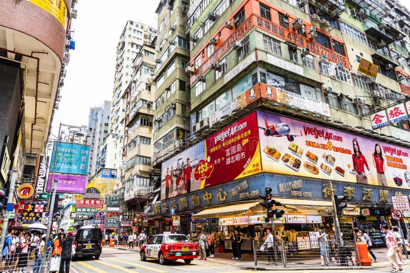 Street View of Mong Kok in Hong Kong Editorial Stock Image - Image of