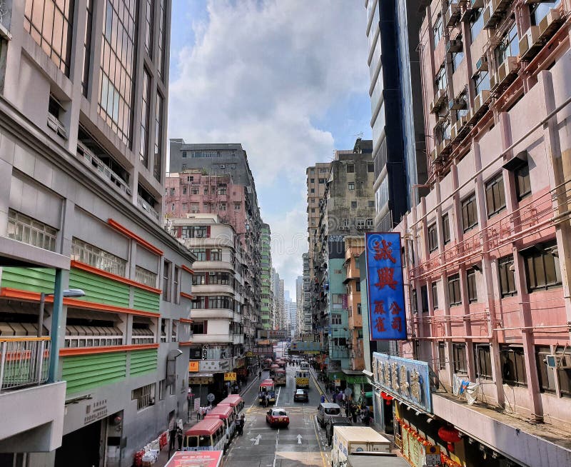 Mong Kok Morning Street View, Hong Kong. Editorial Stock Photo - Image
