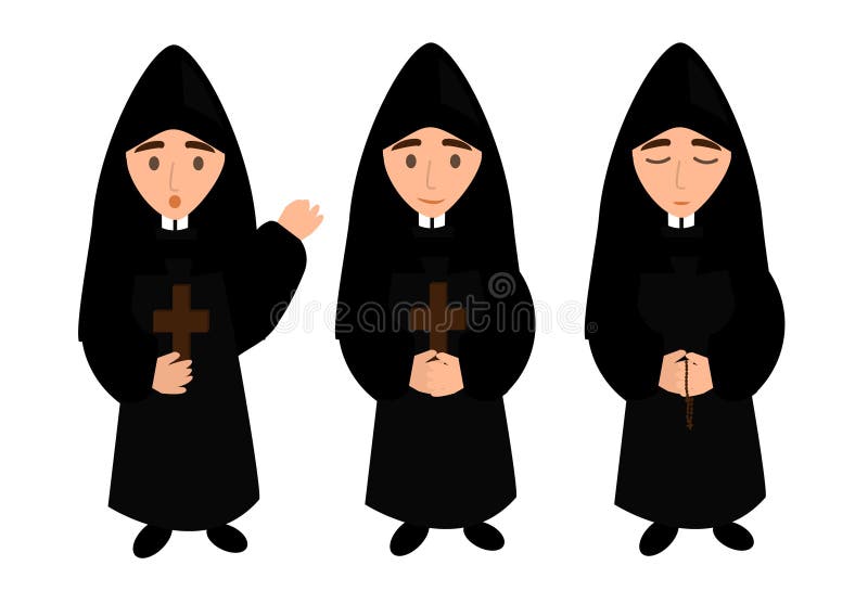 A monge - ilustração simples do padre A - uma monge canta, reza e abençoa ilustração do vetor A monge - ilustração simples do padre A - uma monge canta, reza e abençoa ilustração do vetor